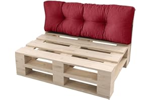 sunnypillow Palettenkissen für Gartenmöbel - Rückenkissen 120 x 40 cm - Rückenpolster für Bett und Sofa - Palettenpolster für Palettenmöbel - Gesteppte Gartenkissen - Rückenlehne, Kissen Rot