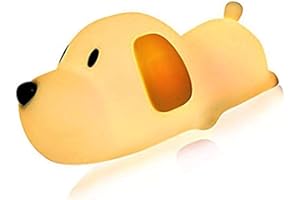 LED Doggy Night Light, Bysameyee Soft Puppy Silicone Baby Nursery Lamp, Sensitive Tap Control Timing Sleep for Kids Toddler Women Bedroom