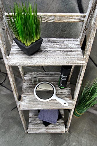 Livitat® Badregal Leiterregal Standregal Regal Holz Shabby Chic Weiß LV1011 - 3