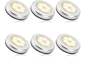 RELAX LOVE Veilleuse Detecteur de Mouvement Intérieur, Lampe LED Detecteur de Mouvement Pile pour Escaliers, Eclairage LED Placard Armoire Couloir Chambre Enfant Auto ON / OFF 3M Adhésif (6pcs, blanche chaude)