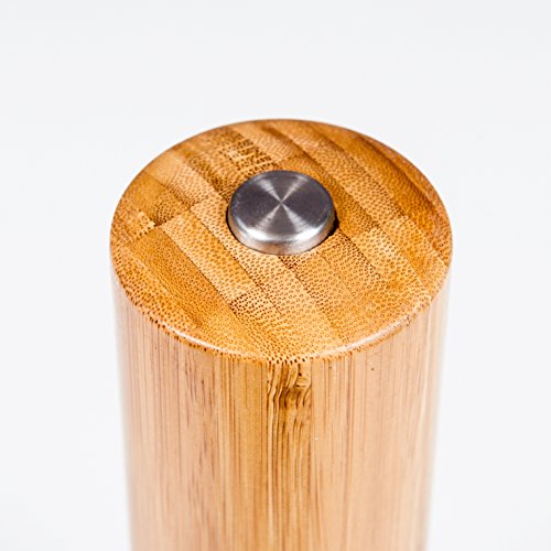 Elektrische Pfeffermühle mit edlem Bambusgehäuse, Keramikmahlwerk und LED Beleuchtung, Gewürzmühle Bambus batteriebetrieben - 3