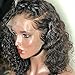 Price comparison product image Fxm Lace Front Human Hair BOB Wigs Pre Plucked 13 * 5 Virgin Hair Curly Wig with Baby Hair Natural Hairline Color 150% Density 16inch
