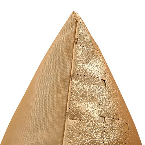 Deconovo Kissenbezüge Lederoptik Kissenhülle Wohnzimmer 30×50 Gold Quadrat 2er set - 4