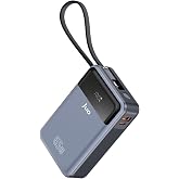 Juo 20000mAh 65W LED Ekranlı USB-A + Type-C Kablolu Taşınabilir Hızlı Şarj Cihazı Powerbank