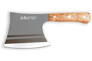 LA TIM'S Coltello da carne, mannaia resistente da 0.9 Kg con acciaio ad alto tenore di carbonio forgiato a mano, coltello da macellaio per tagliare le ossa, manico in legno massello