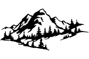 FONDUO Metal Wall Art, Metall Berg Wald Wandkunst Dekor, Schwarz Wanddeko Aus Metall Metallbilder, Berg Silhouette Für Zuhause Wohnzimmer Schlafzimmer Garten Terrasse Innen Außendekoration (45 X 21.4CM)