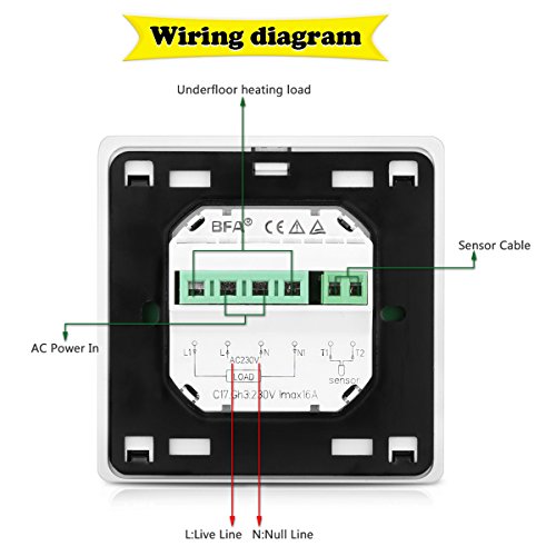 Floureon Raumthermostat Touchscreen Thermostat LCD Display Wandthermostat BYC17.GH3 mit Weiß Backlight Digital Smart Programmierbares Heizkörper-Thermostat Fußbodenheizung Wasserheizung Wandheizung Heizung - 7