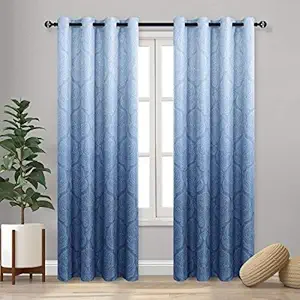 NARAYAN 3D Shaded Digital Printed Polyester Fabric Curtain for Bed Room, Living Room Kids Room Window/Door/Long (Set of 2) Dn-98 (Blue, 4 x 5 Feet:( Size: 48 x 60 inch) Window)