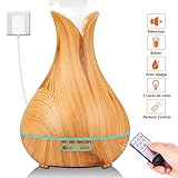 PEYOU Diffuseur d'Huiles Essentielles 400ml,Ultrasonique Humidificateur-Avec Télécommande,7-Couleurs Changeante,automatique sans eau,4 fonctions de minuterie pour maison,bureau,yoga,spa