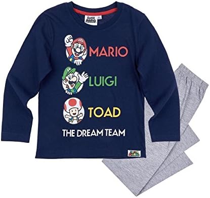 Super Mario Bros Pyjama Set Long Sleeves New Style 4-10yrs (4yrs, Navy)
