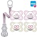 Produktbild MAM Skin Soft Silikon Schnuller//I love mummy & daddy//0-6 Mo. Girl//4er Set//inkl. 2 Sterilisiertrasportboxen