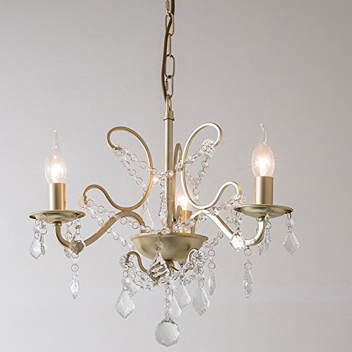 Preisvergleich Produktbild Kronleuchter Amerikanisches Rustikale Kreativ Kristall Hängelampe Gold Schmiedeeisen Lampe 3-flammig Kerze Halter Kronleuchter Schöner Cafe Loft Villa Balkon Pendelleuchte HängeleuchteD41cm×H40cm