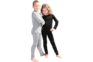 icefeld® - atmungsaktives Thermo-Unterwäsche Set für Kinder - warme Wäsche aus langärmligem Oberteil + Langer Unterhose (ÖkoTex100)