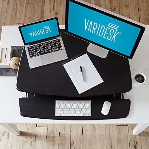 Sitz-Steh-Schreibtisch – Steharbeitsplatz – VARIDESK Pro 36 für ein bis zwei Monitore – Schwarz - 4