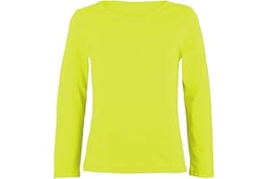 Loxdonz Girls Plain Long Sleeve Scoop Neck T-Shirt Top Kids Basic Stretchy Top Tee Tops