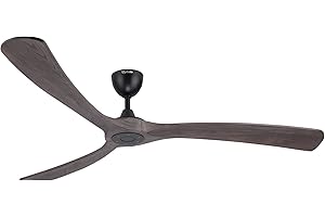 Ovlaim Ventilatore da soffitto con telecomando ali in legno, 6 velocità, IP44 impermeabile per esterno balcone, a risparmio energetico, motore DC super silenzioso, 183 cm, marrone e nero