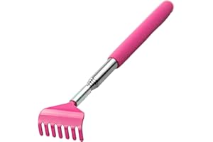 EASYKEENECOM Stainless Steel Back Scratcher Massager - Telescoping Scratching Tool With Extendable Handle for Adults, Men, Women - Portable Itch Relief (Pink)