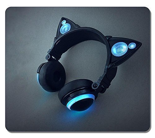Brain114 Personalized Top-Quality Textured Surface Water Resistent Mousepad Cat Ear Headphones Customized Non-Slip Gaming Mouse Pads