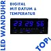 Produktbild Noyan LED Uhr LED Wanduhr mit Datum und Temperatur Anzeige Digital, geeignet für Büro, Bar, Cafe UVM (Blau)