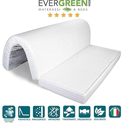 Evergreenweb Matelas pour canapé 140x190 cm lit avec 2 Plis pour Banquette B.Z. Épaisseur 10 cm, revêtement Blanc hypoallergénique, avec Lacets de Fixation - Matelas d'appoint Pliant en Mousse