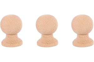 HOMSFOU 3Pcs Minimalist Style Wooden Finials Unfinished Round Hardwood Bed Post Staircase Decor for Versatile Home Improvement, 7Cm X 14.7Cm X 4.9Cm