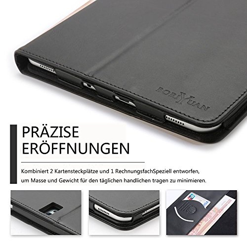 boriyuan Echt Ledertasche Case Schutz Hülle Ultra Slim Cover für Samsung Galaxy Tab S2 9.7″ SM-T810/T815 aus echtem Leder mit Standfunktion, Magnetverschluss, im Bookstyle inkl. Eingabestift, Displayschutzfolie(Schwarz,Echt Leder) - 4