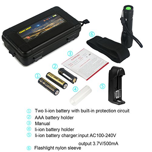 LED Taschenlampe CREE 1000 Lumen Superhelle T6 LED Handgerät Taschenlampe Tragbare Wasserdichte Taschenlampe im Freien mit Einstellbarem Fokus 5 Licht-Modus, 2 x Rechargeable 18650 Lithium Ion batteries included - 7