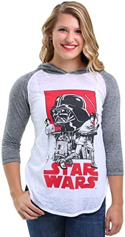 Freeze Juniors Womens Star Wars Group Shot Juniors Hooded Raglan Shirt Medium