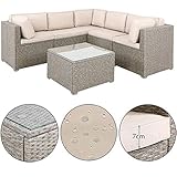 【 Abnehmbare, waschbare Bezüge 】 Alle Bezüge der Sitzgruppe sind mit Reißverschlüssen versehen. Somit können Sie ganz leicht bei starker Verschmutzung abgenommen und gewaschen werden. Zudem sind die Auflagen wasserabweisend, dadurch werden Flüssigkeiten nicht sofort aufgesaugt und können leicht und rückstandslos abgetupft werden.