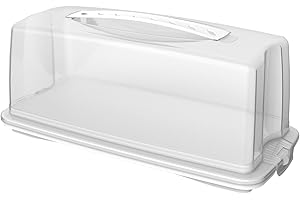 Rotho Fresh Recipiente para pasteles con capucha y asa de transporte, Plástico (PP) sin BPA, blanco, (36.0 x 16.5 x 16.5 cm)