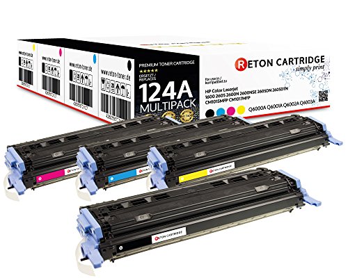 Original Reton Toner, kompatibel, 4er Farbset für HP 2600DN (Q6000A, Q6001A, Q6002A, Q6003A), HP 124A, 1600, 2600N, 2600DN, 2605, 2605DN, 2605DTN, CM1015, CM1015MFP, CM1017, CM1017MFP