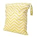 2-Zip Baby Cloth Diaper Bag Wave Pattern Yellow and White