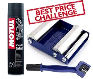 Free Chain Cleaning Brush with Motul C1 Chain Clean (400 ml) and Paddock Stand GRoller Small (Bikes < 170 kgs) for Chain Cleaning and Lubrication