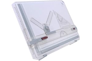 EJOYOUS Tavolo da disegno A3, tavolo da disegno, tavolo da disegno con movimenti paralleli e righelli ad angolo regolabile, azione di blocco/sblocco STOP e GO per il lavoro d'ufficio professionale