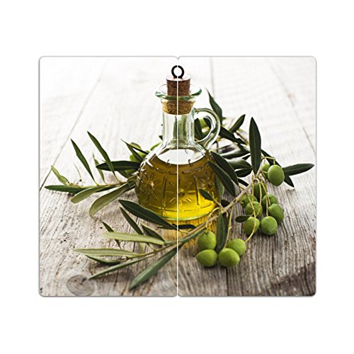 Herdabdeckplatten aus Glas m. Noppen von DekoGlas 2er-Set Herdabdeckung Schneidebrett Spritzschutz Oliven