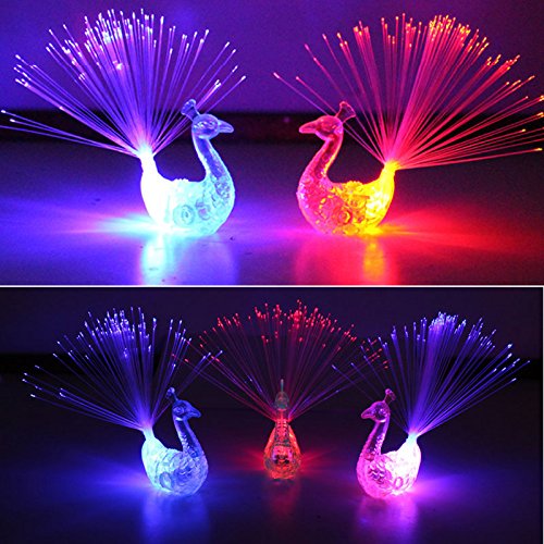 Hrph 10pcs Peacock Finger-Nachtlichter Farbe LED-Lampe für Kinder Optical Fiber-Finger-Licht Educational Kunststoff-Finger-Spielzeug - 2