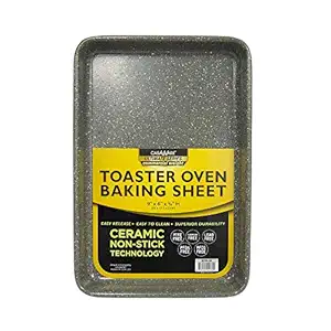 casaWare 9 x 6 x 0.75-Inch Toaster Oven Ultimate Series Commercial Weight Ceramic Non-Stick Coating Baking Pan (Silver Granite)