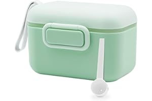 PLINRAX Baby Milk Powder Dispenser, 400ML Powder Pots, Airtight Milk Powder Container with Sealed Silicone Ring Cover Leveler and Spoon, for Outdoor Travel Feeding Coffee, Cereal (Green)
