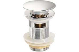 HWJFDC Bonde de Lavabo Bouchon de vidange Pop-Up for lavabo de Salle de Bains, en Or brossé, Noir Mat, Blanc, Or Rose, Or, Chrome, Accessoires de lavabo (Color : Chrome with Hole)