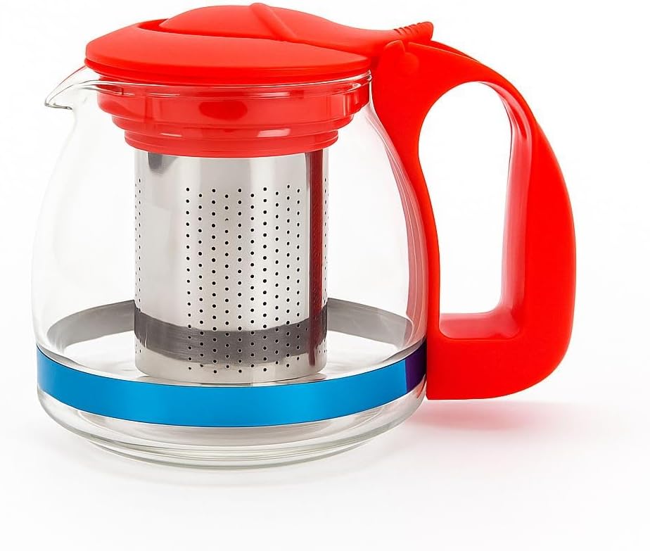 PAÇİ 700 Ml Süzgeçli Cam Çaydanlık Üstü Demlik Kırmızı