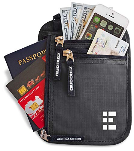 Pochette Tour de Cou Voyage Sécurisée - Portefeuille Passeport Organisateur RFID (Shadow Grey)