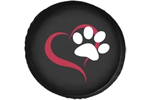 Phelika Dog Pet Paws - Copriruota di scorta a forma di cuore rosso, impermeabile, universale, antipolvere, per rimorchi, camper, SUV, camion, camper, accessori per rimorchi, 43 cm
