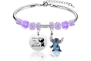 OCDSLYGB Stich Pulsera, Brazalete de Dibujos Animados Cartoon Stitch Pulsera Con Ajustable 16cm Cartoon Pulsera Adecuado para Fiestas de Regalo de Cumpleaños de Niñas
