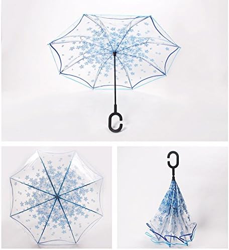 DEJUHUI EU Windproof Reverse Folding Double Layer Inverted Umbrella and Self Standing Inside Out Rain Protection Umbrella with C-shaped Hands Free Handle, Best for Travelling and Car Use (blue)