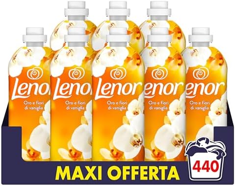 Lenor Ammorbidente Lavatrice Concentrato 440 Lavaggi (8X55), Oro e Fiori di Vaniglia, Freschezza Che Dura 3 Volte Più A Lungo, Con Tecnologia Olii Profumati
