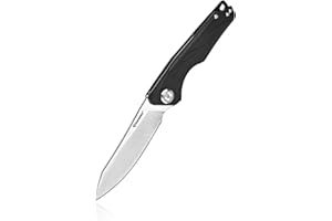 Harnds Cuchillo de Cosecha con Acero Sandvik 14C28N Cuchillo Plegable con Mango G10 para Camping Caza Cuchillo Plegable (Negro)