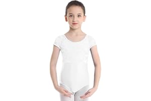 iEFiEL Kinder Mädchen Ballettanzug Ballettkleidung mit Rückenfrei Design Tanz Body Trikot Spitze Gymnastikanzug Turnanzug Gr. 92-164