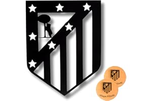 BUYLUX Cuadro Escudo At de Madrid Pared Madera 2 Posavasos - Regalos Originales para Hombre, Niño - Decoracion Habitacion Escudo Equipo de Futbol Accesorios para Salon, Dormitorios (At de Madrid)