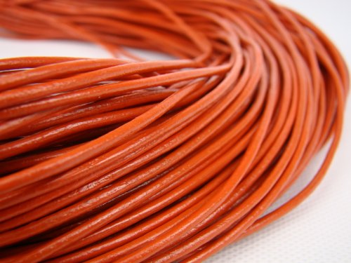 Lederband, Lederschnur, Lederriemen 10 m. Rund 2,0 mm. Orange - 2
