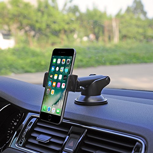 Cuxwill Armaturenbrett und Windschutzscheibe KFZ Halterung mit ausziehbarem Arm fÃ¼r iPhone 7plus/7 6S Plus/6 5 Smartphone und GPS